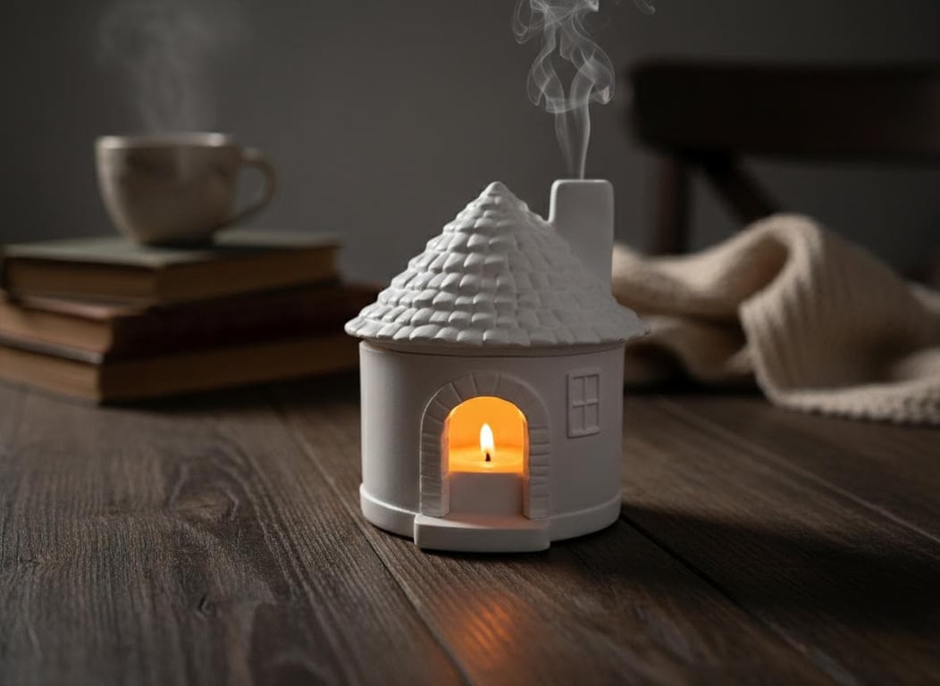 Decorative House Shape Incense Burner & Tea Light Candle Holder
