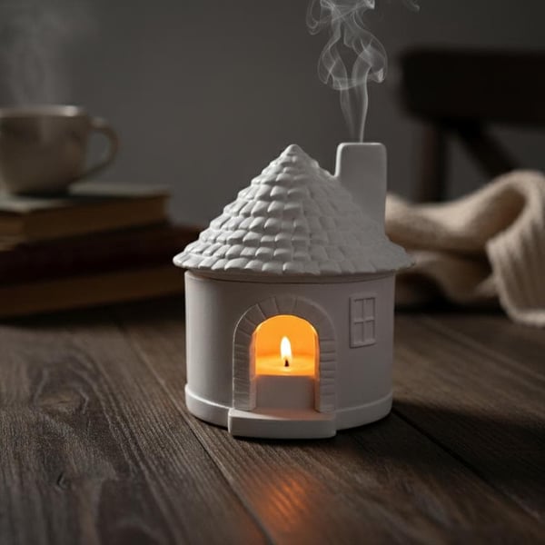 Decorative House Shape Incense Burner & Tea Light Candle Holder