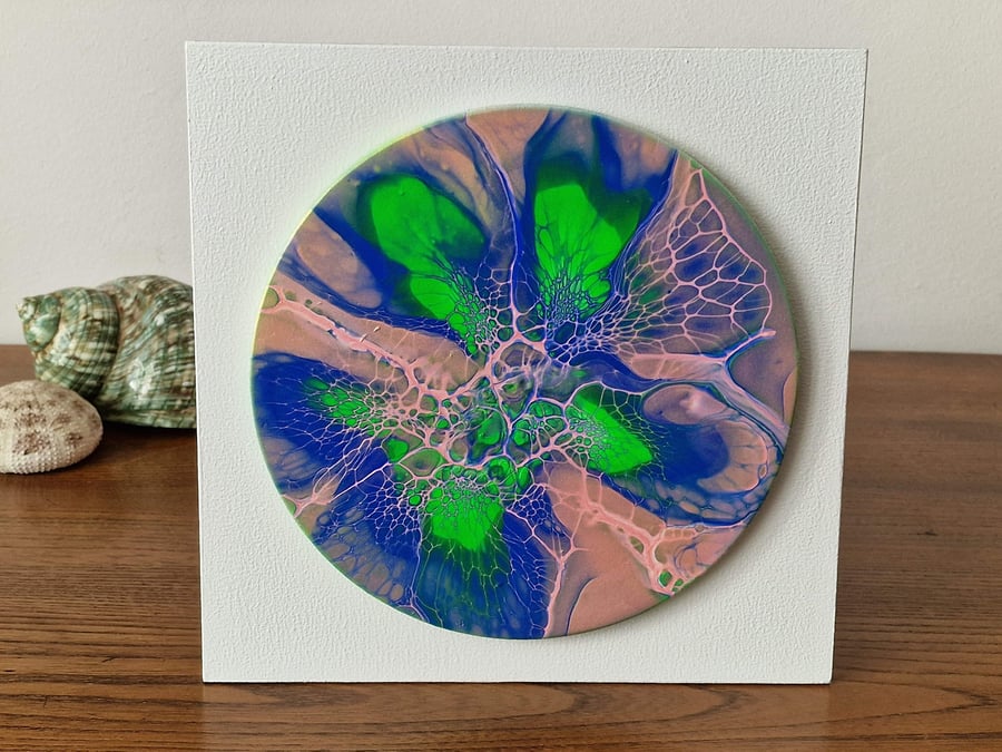 8" x 8" acrylic pour painting wall plaque