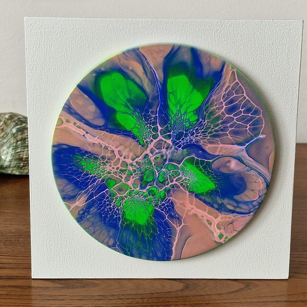 8" x 8" acrylic pour painting wall plaque