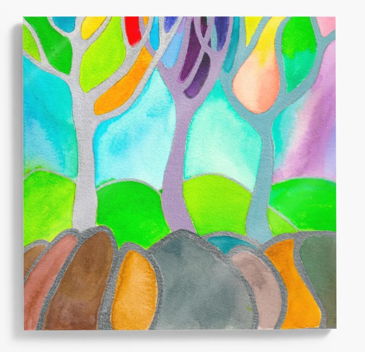 Wall tile. Acrylic tile printed with image from my painting 'Middle Ground'