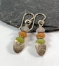 9ct gold earrings with matte spring coloured beads - Image 7