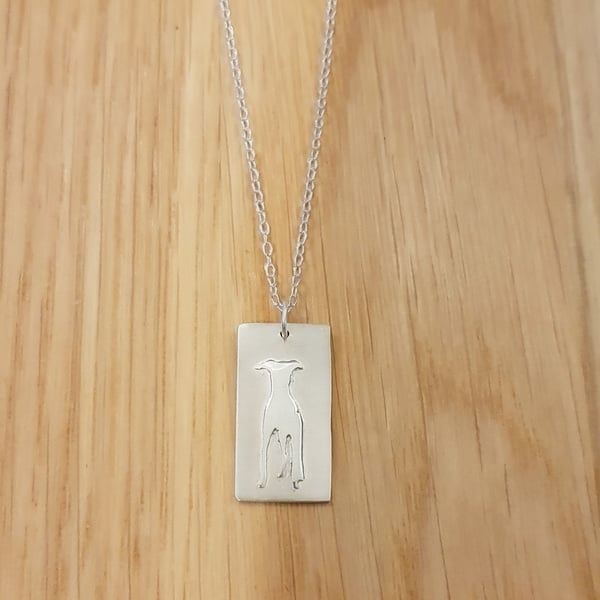 Sterling silver necklace - Whippet waiting