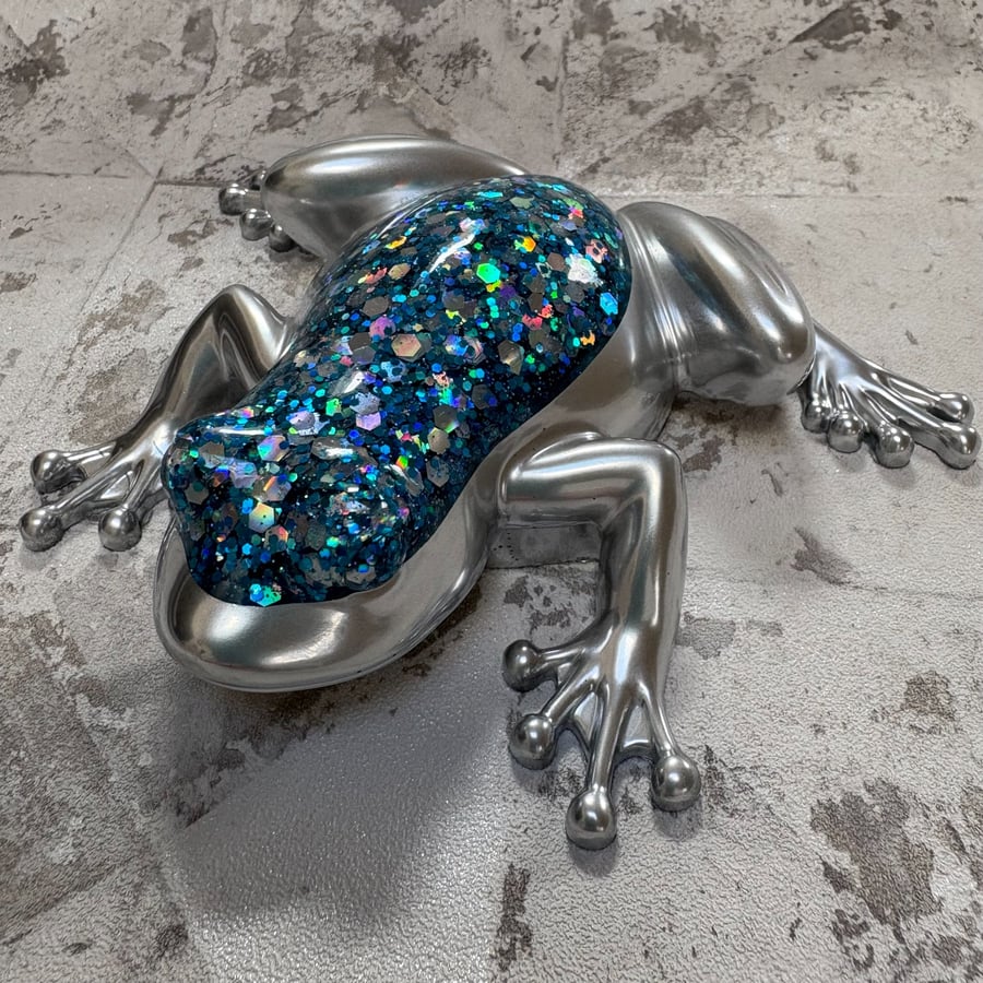 Handcrafted Resin Frog Ornament with Glitter Detailing - made to order
