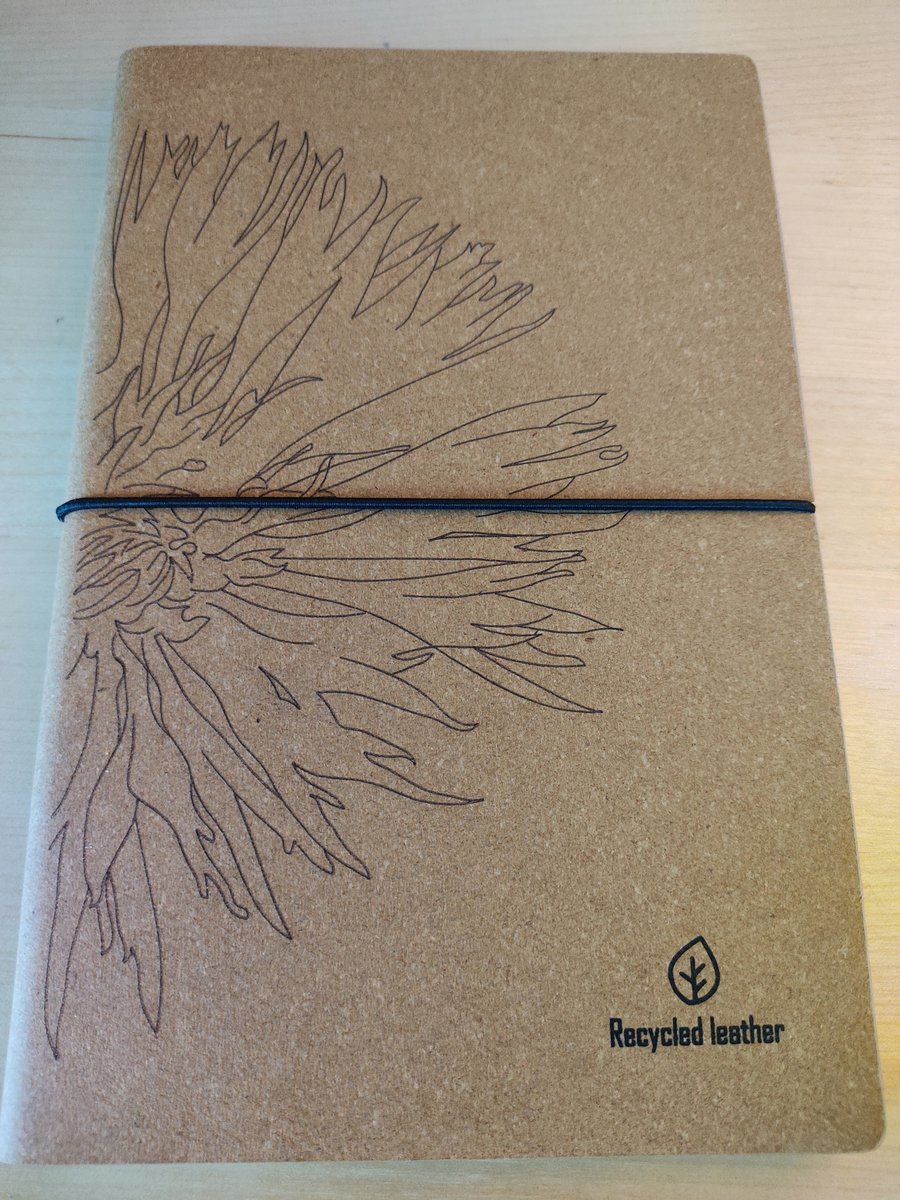 Laser engraved recycled leather notebook