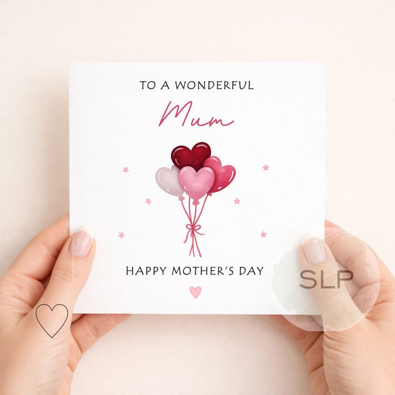 To a Wonderful Mom Card Mother's Day Card for Mum Heart Balloon Mother's Day