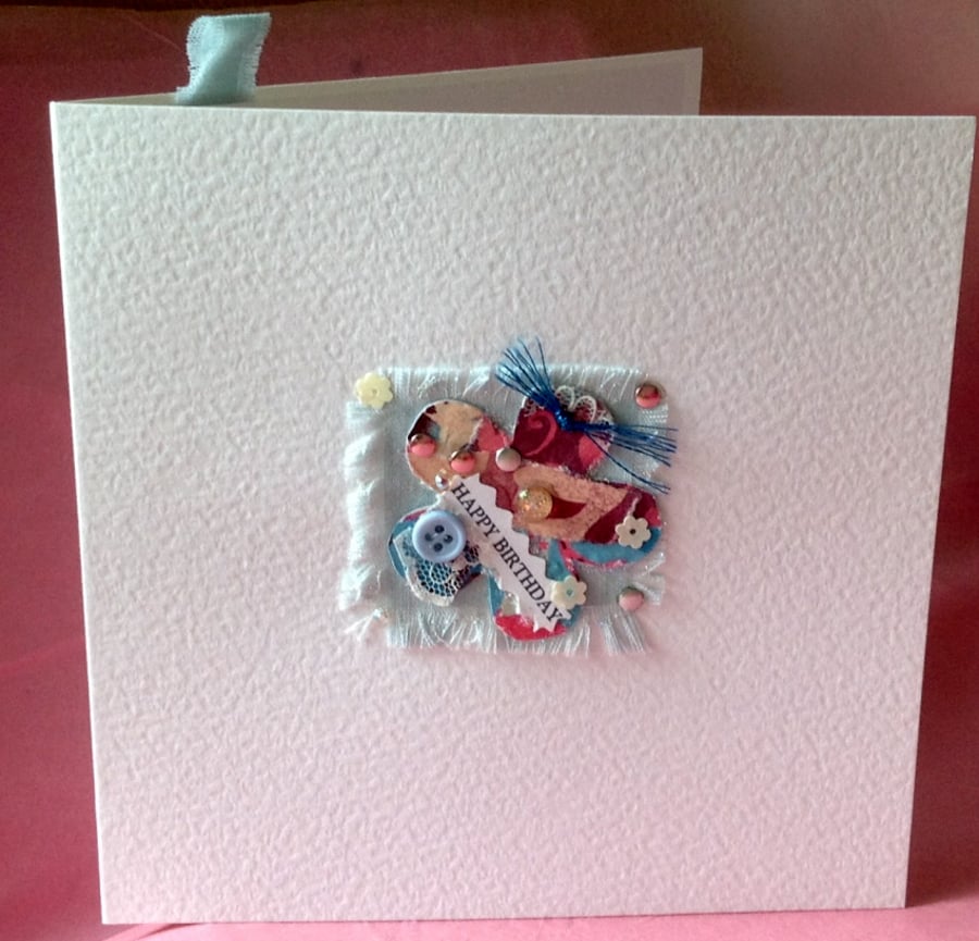 Greeting Card, 'Pretty Patch Birthday' Handmade Card