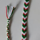 Welsh Flag Colour Friendship Bracelet – Red White Green Chevron – Adjustable