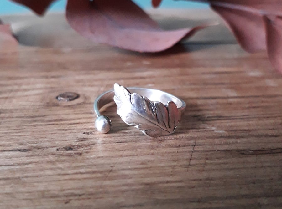 Real Fern Leaf Ring - open adjustable size M