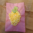 Rag Rug Drawstring Bag with fruit