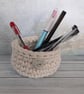 Crochet container, storage pot, bathroom decor, recycled, ceramic button - Image 5