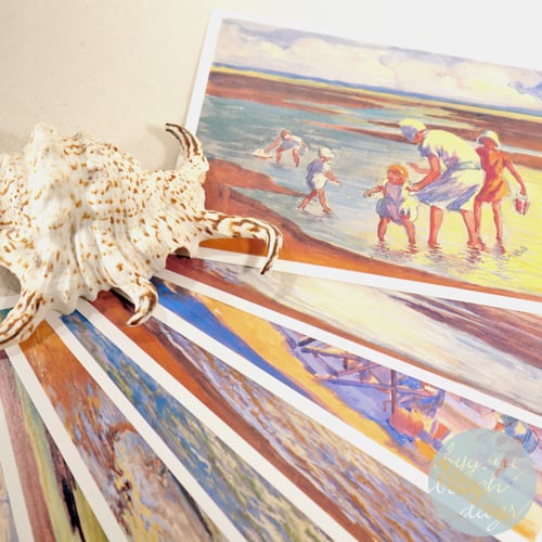 8x Post Cards BYGONE BEACH Days - Vintage Paintings