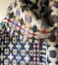 Handwoven Lambswool Scarf in Purple and Green, Golfballs 3 - Image 2