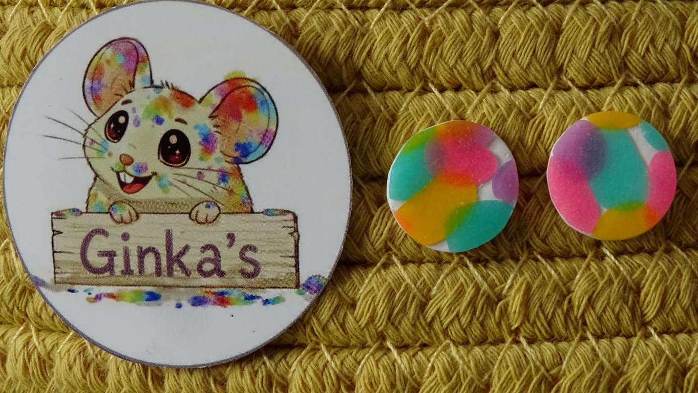 Rainbow Confetti Polymer Clay Stud Earrings – Handmade