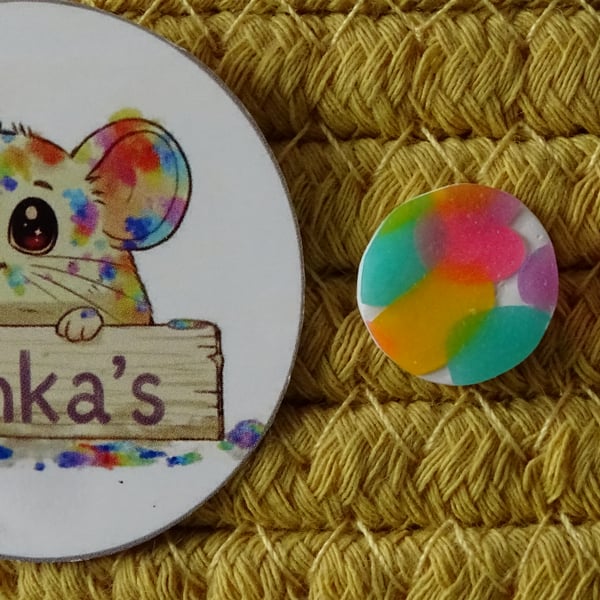 Rainbow Confetti Polymer Clay Stud Earrings – Handmade