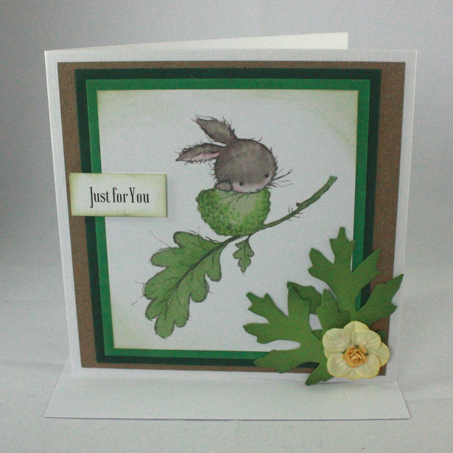 Cute bunny handmade any occasion greetings card