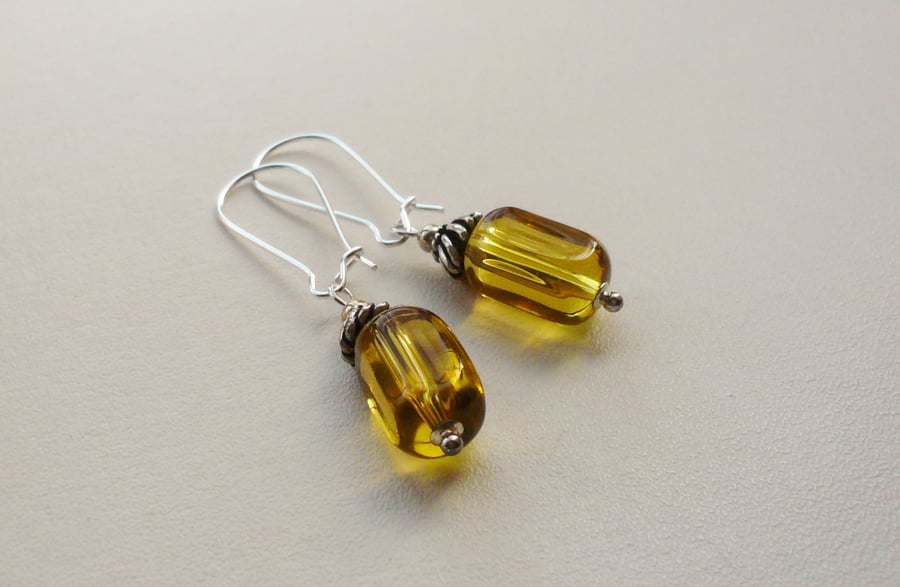 Clear Gold Glass Square Tube Earrings   KCJE4