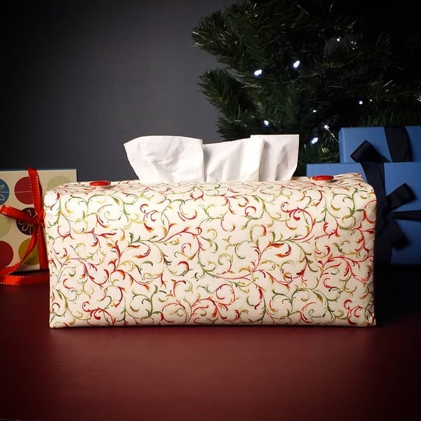 Rectangle Tissue Box Cover Size 'A' - Christmas Filigree Design