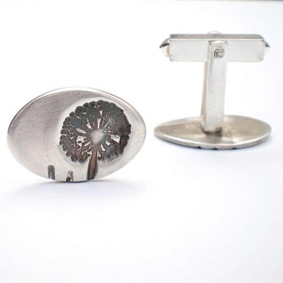 Silver Dandelion Cufflinks