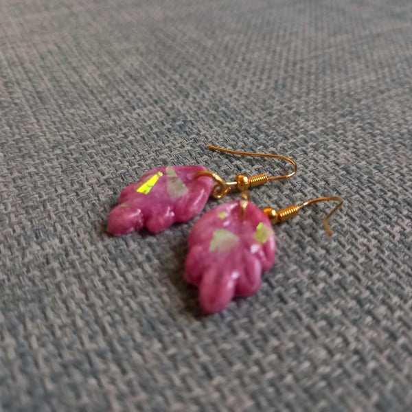 Elegant Shiny Pink Feather Earrings