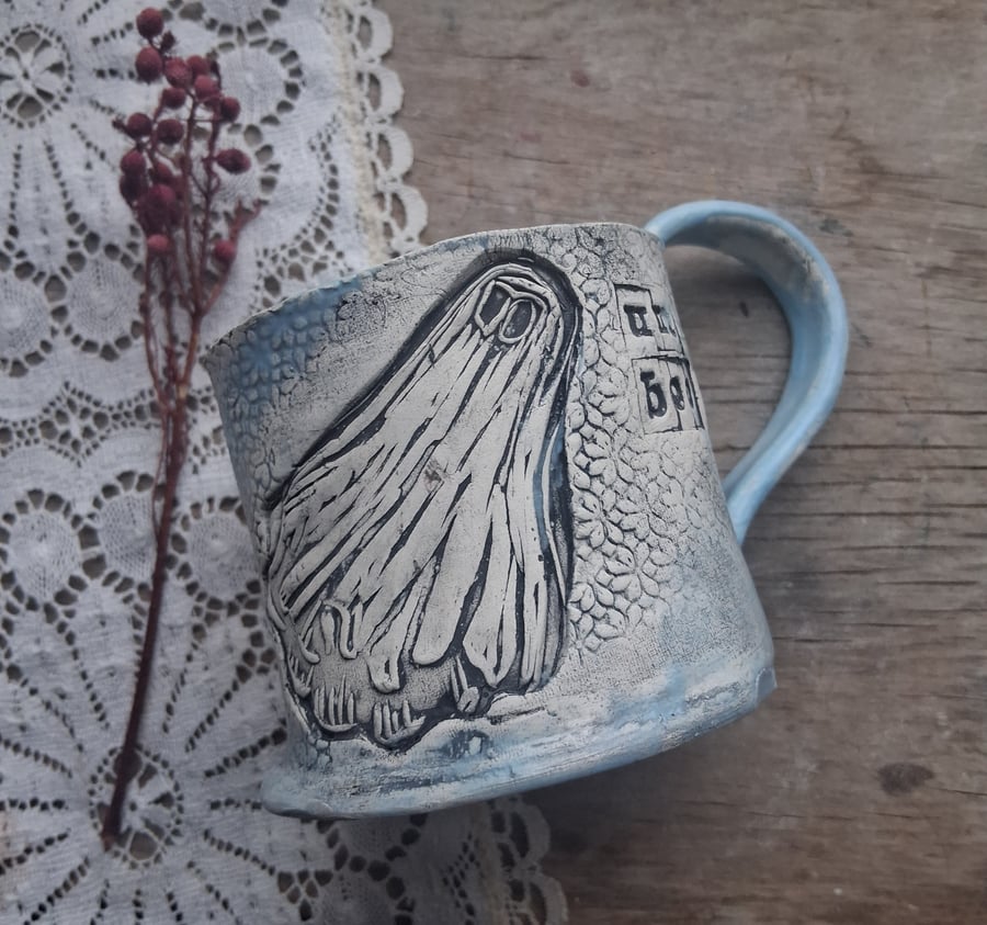 Coffee mug Dave the Ghost design Ceramic handmade