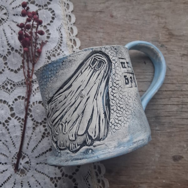 Coffee mug Dave the Ghost design Ceramic handmade