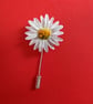 WHITE DAISY PIN : Hand Painted Marguerite Daisy Lapel Flower Brooch - Image 2