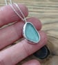 Sea glass necklace set in silver , bezel set  - Image 2