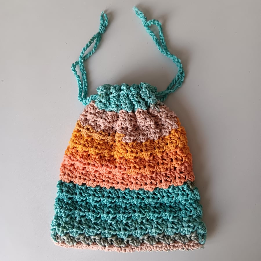 Crochet Drawstring Bag (Sun, Sea & Beach) - pretty and practical!