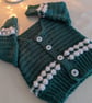 Tiny babies cardigan in Emerald green and white