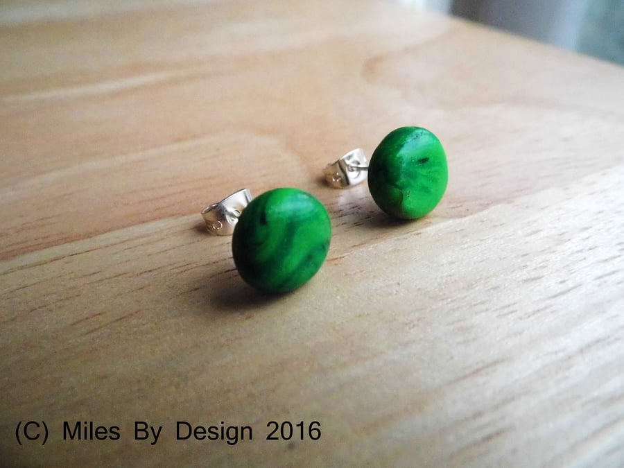 Marbled Green Stud Earrings