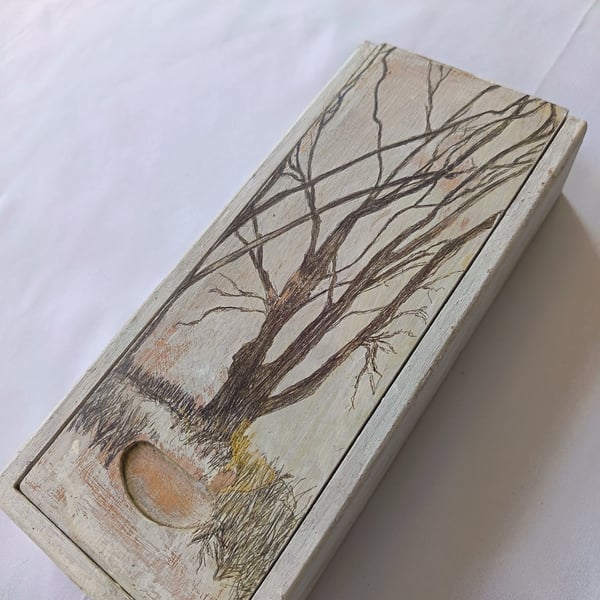 A pencil box with Tree Sketch
