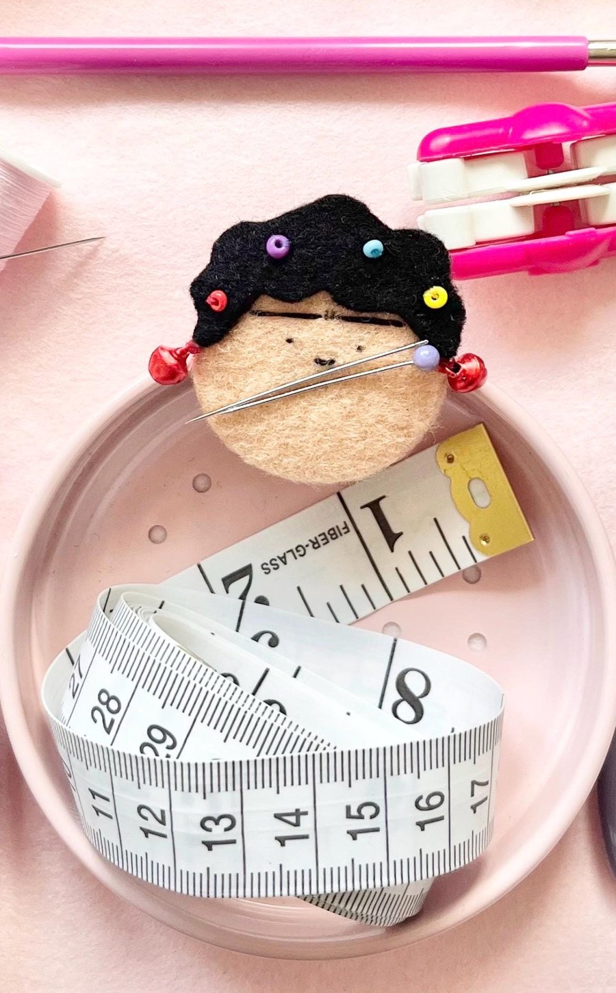Needle Minder, Quirky Sewing Gift, Handmade Embroidered sewing tools