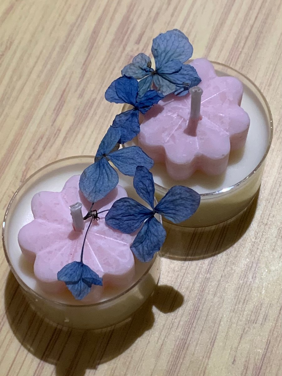 4 Tall Soy Wax Tealight With Pink Flower Garden Rose