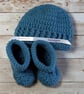 Baby Cardigan Hat and Booties, New Baby Gift Set,  - Image 4