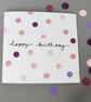 Happy birthday card with pink dot pattern - Image 1