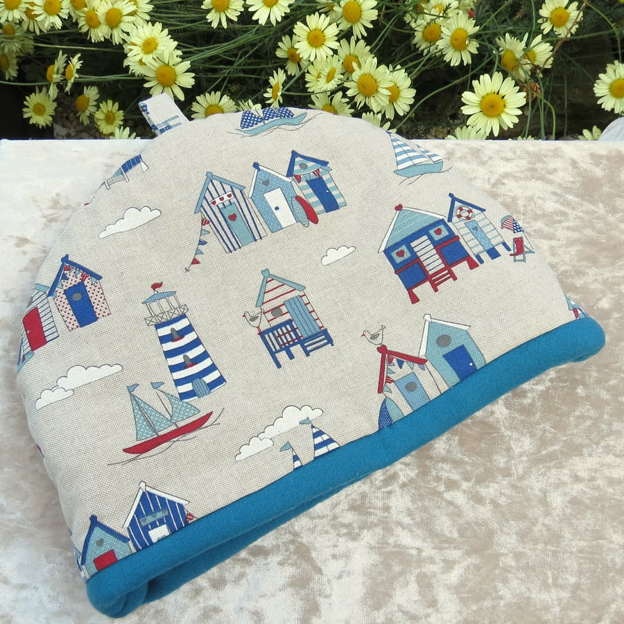 Tea Cosy, size large.  To fit a 4 -5 cup teapot.  Seaside design.