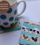 Mug mats fabric coasters - Farm animal theme