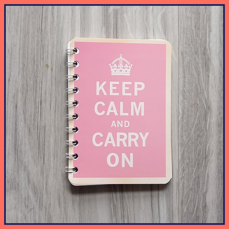 Keep Calm and Carry On poster spiral bound Notebook Pink