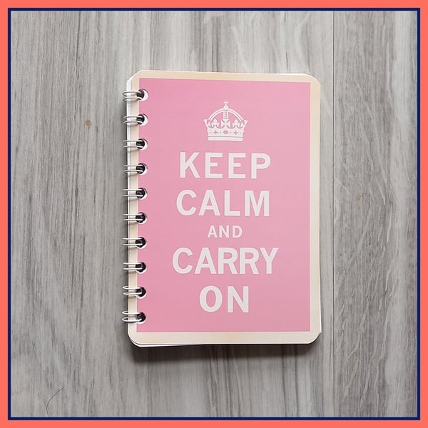Keep Calm and Carry On poster spiral bound Notebook Pink