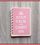 Keep Calm and Carry On poster spiral bound Notebook Pink