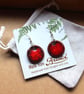 Handmade Red Ceramic Earrings, Glazed Bristol Clay, Silver Hooks - Image 5