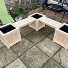 Decorative garden corner bench planter