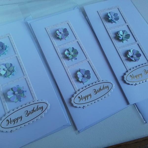 Birthday card with handmade flowers. CC859