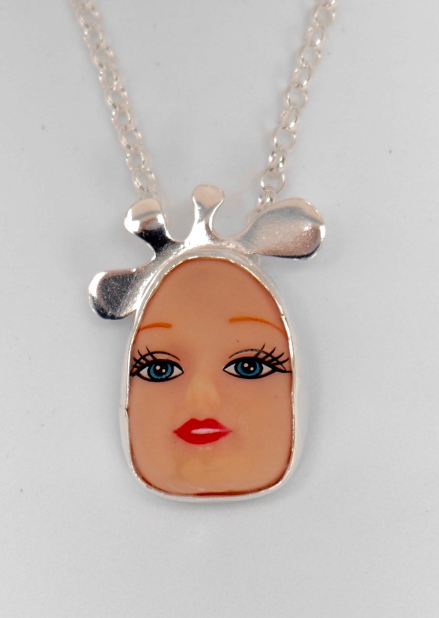 Sterling Silver Doll Face Pendant No. 15