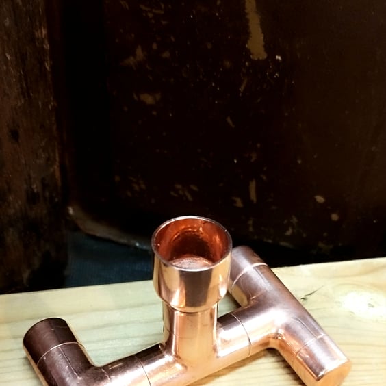 Copper single candlestick holder - Handmade - FREE POSTAGE 