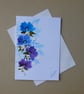 original art hand painted floral greetings card ( ref FA 213 A1 )