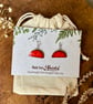 Red Ceramic Earrings; Foraged Bristol Clay, Hypoallergenic Steel Hooks, Earthenw - Image 5
