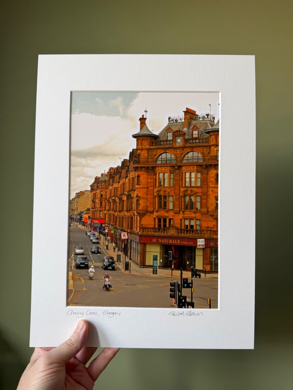 Charing Cross, Glasgow signed mounted print