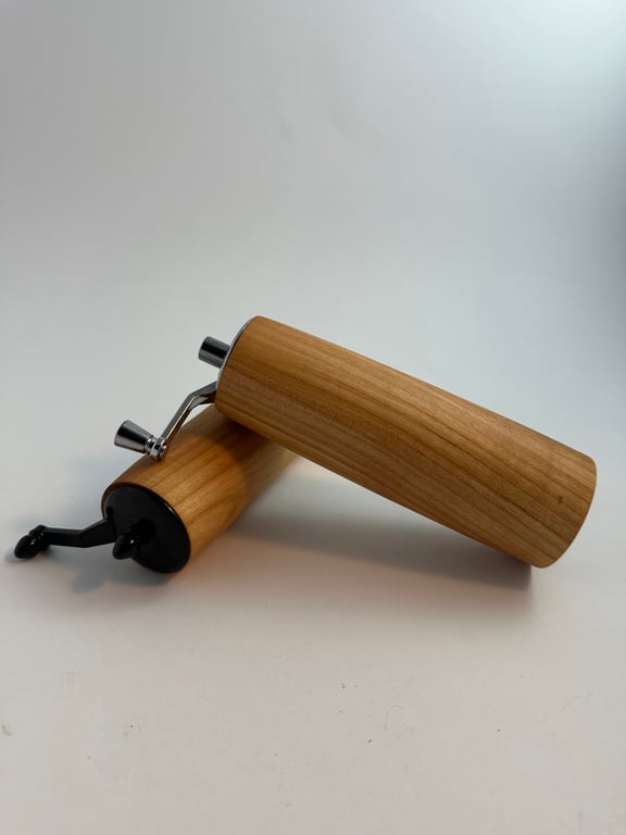Salt and pepper grinders in cherry